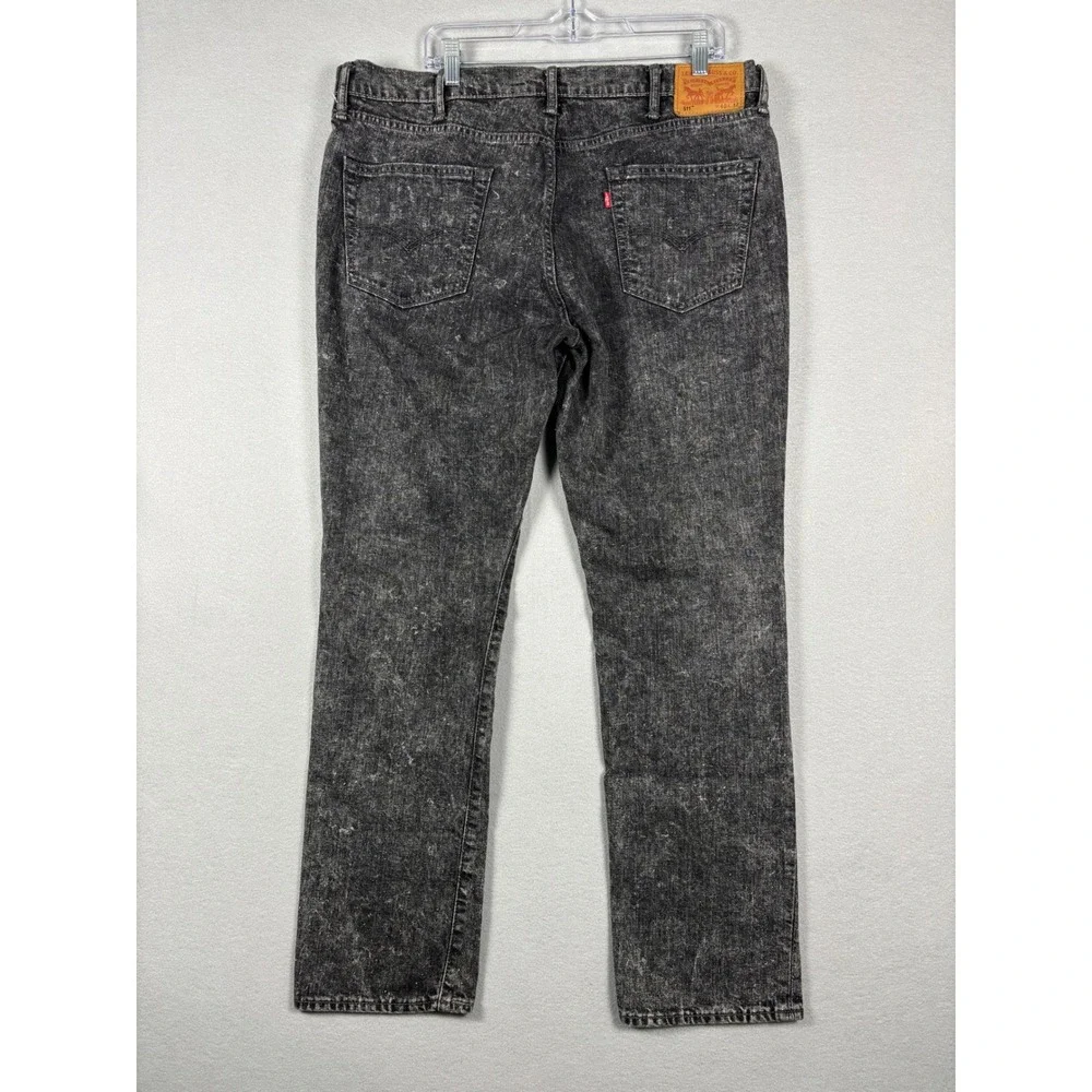Levis 511 Slim Fit Jeans Black Acid Wash 40x32 (Measures 40x31) Black